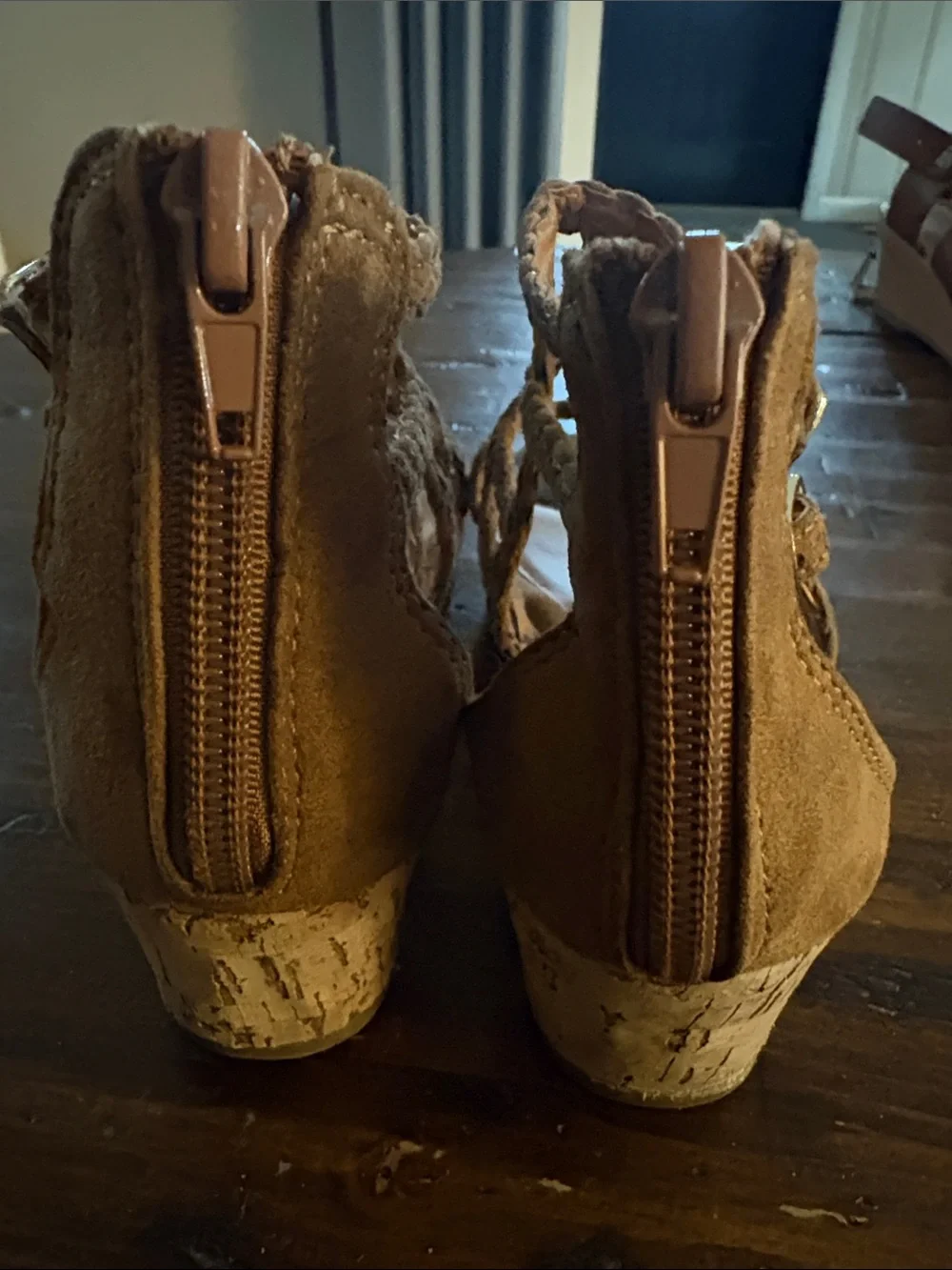 Braided Strappy Sandals in Brown - Girls Summer Wedge-size 1